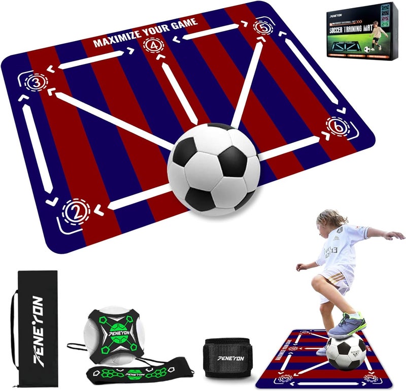 peneyon Soccer Training Mat with Adjustable Soccer Trainer - Non-Slip Soccer Training Equipment for Kids Youth to Boost Speed, Strength & Coordination | Soccer Trainer for Indoor/Outdoor Drills - Image 1